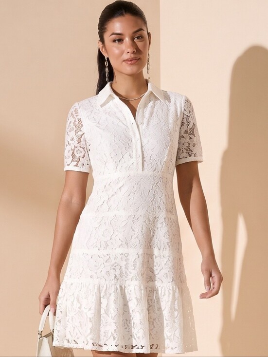 Nanette Lepore Dresses & Skirts - Nanette Lepore Women's White Floral Lace Cotton Dress. Quiet Luxury Academia Sz8